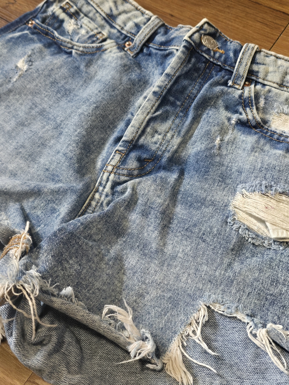 Women's Light Blue Distressed Jean Shorts - Summer Staple, Cut Off Jean Shorts